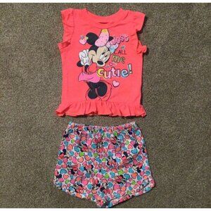 12M VGUC Disney Minnie Tee & Shorts Outfit